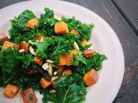 Kale And Roasted Sweet Potato Salad With Raisins And Almonds — Maria Makes Currently Making Pottery