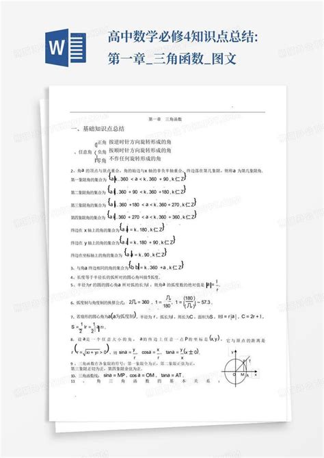 高中数学必修4知识点总结第一章三角函数图文word模板下载编号qrraxbpy熊猫办公