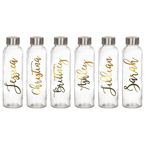 Set Of 5 Personalized Glass Water Bottle Bridesmaid T Personalized Bridesmaid T