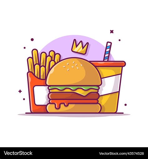 Burger French Fries And Soft Drink Cartoon Vector Image