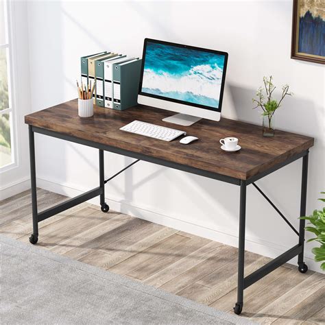 Buy Tribesigns 55 Inch Rolling Computer Desk Rustic Office Desk With