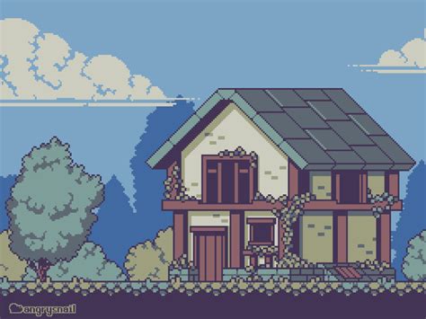 Artstation House Covered In Vines Details Nikita Solo Pixel Art