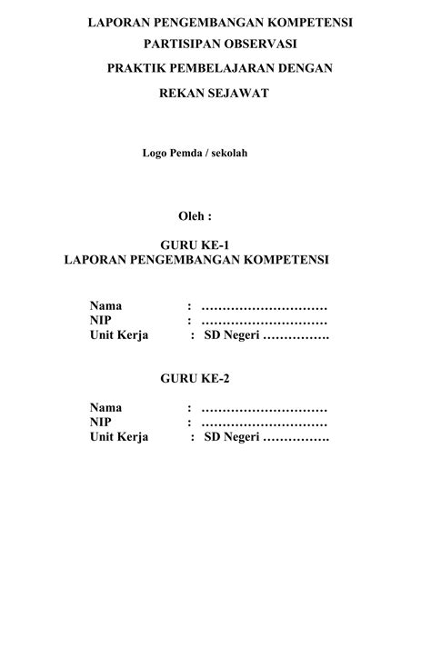 701257478 Cth Laporan Observasi Praktik Pembelajaran Dengan Rekan