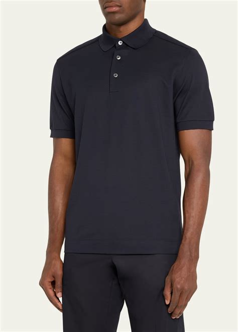 Zegna Mens Cotton And Silk Polo Shirt Bergdorf Goodman