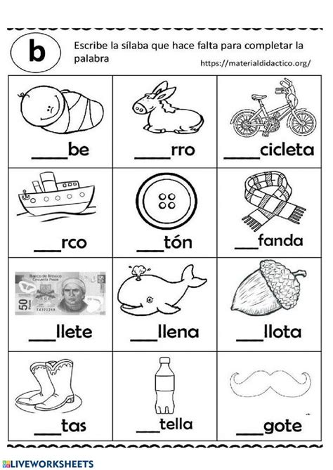 Silabas Con B Worksheet Actividades De Lectura Preescolar