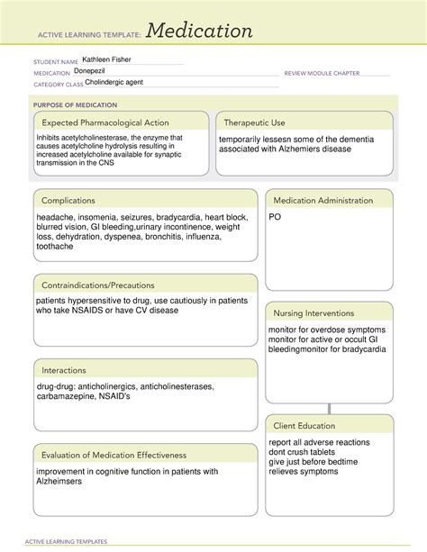 Ati Medication Template Donepezil