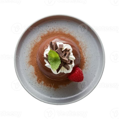 Chocolate Pudding With Whipped Cream And Raspberry 47600074 Png