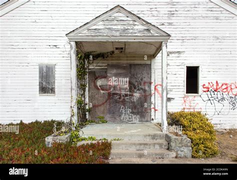 Abandoned Church Defaced with Graffiti Stock Photo - Alamy