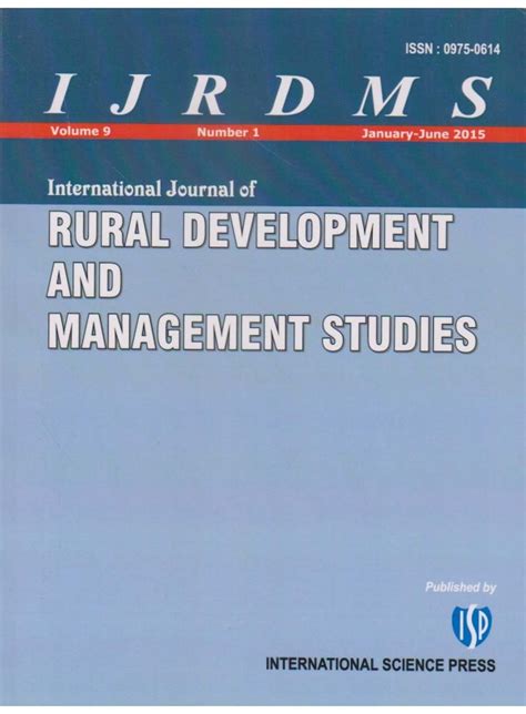 International Journal Of Rural Development And Management Studies