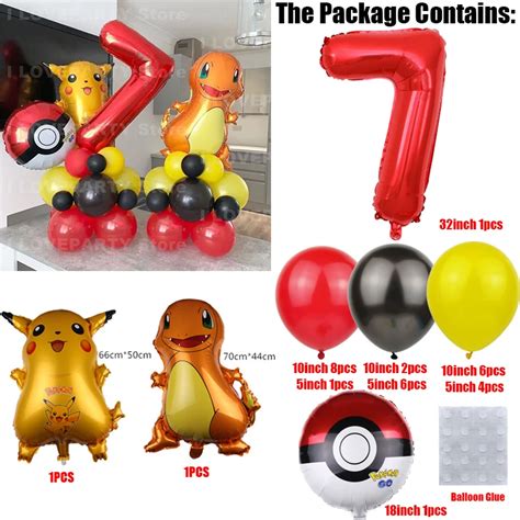 32pcs Set Pokemon Birthday Balloon Garland Arch Kit 32 Number Foil