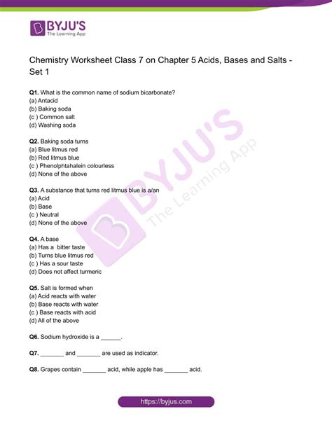 Acids Bases And Salts Worksheet Worksheet Bases Acids Acid S