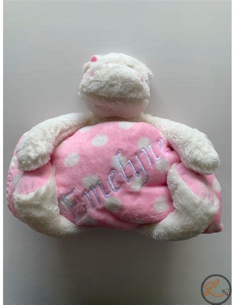 Peluche Hippopotame Avec Couverture Rose Personnalis E Brod E