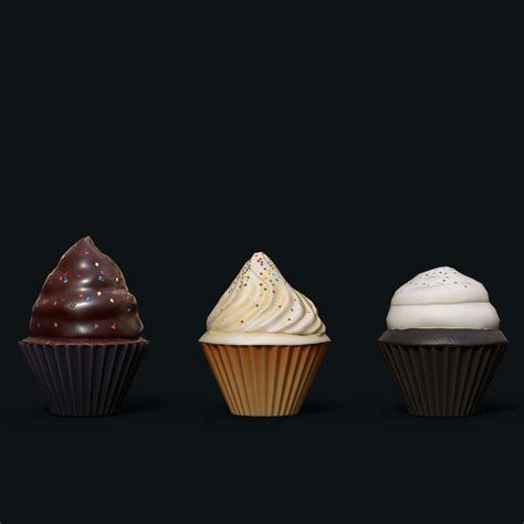 D Model Stylized Cupcakes Vr Ar Low Poly Cgtrader