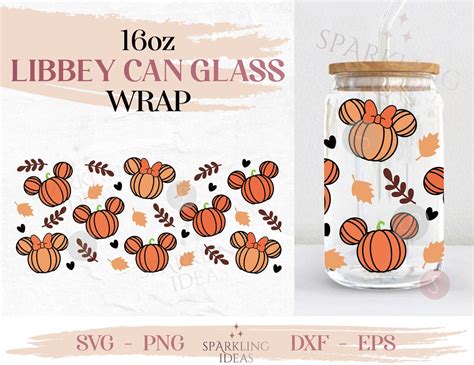 Ears Fall Libbey Can Glass Wrap Svg Oz Minnie Mickey Etsy