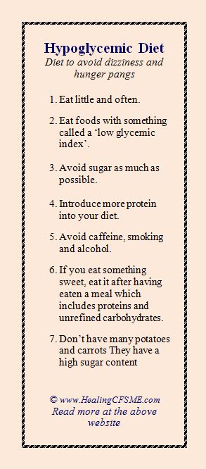 Diet For Hypoglycemia Can Help Those With Cfs