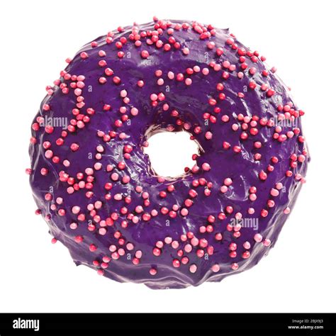 Delicious Purple Donut On White Background Stock Photo Alamy