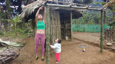 Single Mom Life Mother And Son Build A Bamboo Kitchen House Green