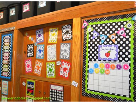 Black And White Polka Dot Plus Brights Classroom Reveal Kindergarten