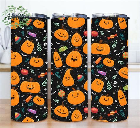 Halloween Pumpkins Tumbler Design Halloween 20oz Skinny Tumbler Pumpkins Candy Tumbler Wrap