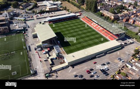 Aerial view of the currently named LNER Stadium (for sponsorship purposes), home of Lincoln City ...