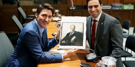 Prime Minister Trudeau Accepts Portrait Of Late Father By Local Artist