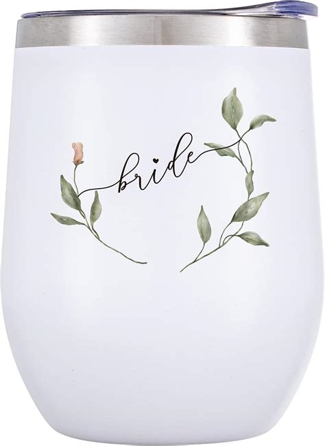 Amazon Xo Fetti Bride Wine Tumbler Gift White Rose Gold 12oz