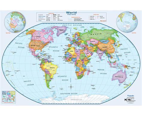 Primary Learning Classroom World Map Removable Wallpaper Mural World