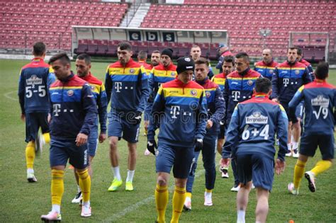 National Football Team Of Romania During A Training Session Against