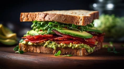 Premium Ai Image Savor A Vegan Sandwich With Generous Filling