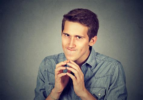 Sneaky Scheming Young Man Plotting Something Stock Image Image Of