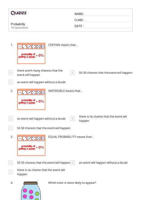 50 Probability Worksheets For 2nd Class On Quizizz Free Printable