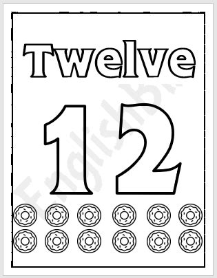 Number 12 Coloring Page for Kids - EnglishBix