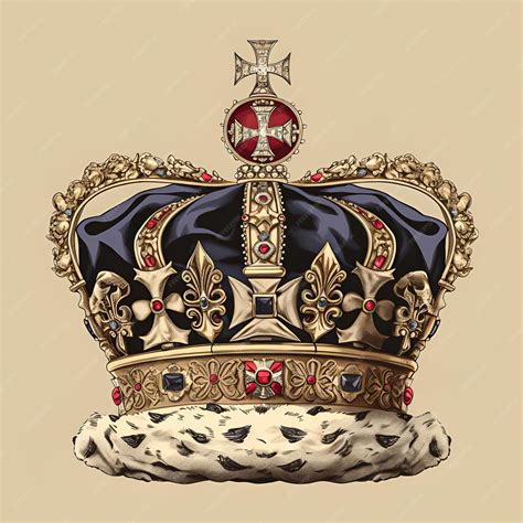 Premium Photo | A drawing of a crown with a cross on it.