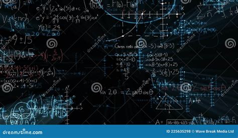 Ecuaciones Y Diagramas Matem Ticos Flotando Sobre Fondo Negro Stock De