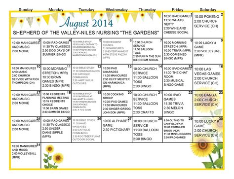 Activity Calendar Template for Seniors 46 Activity Calendar Template ...