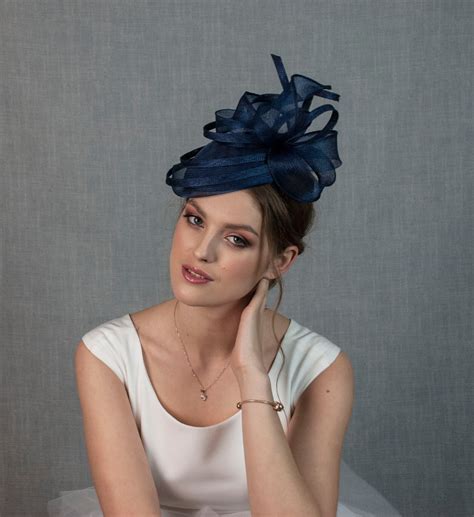 Navy Blue Pillbox Hat Navy Blue Wedding Hat Etsy