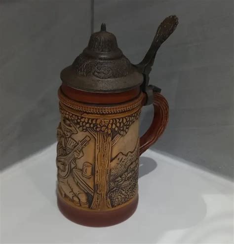 Vintage Original King Western Germany Beer Stein Pewter Lid Ale