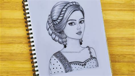 Update more than 140 sketch traditional girl drawing latest ...