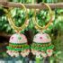 Light Pink Meenakari Jhumka With Golden Bali Earrings Fashioncrab