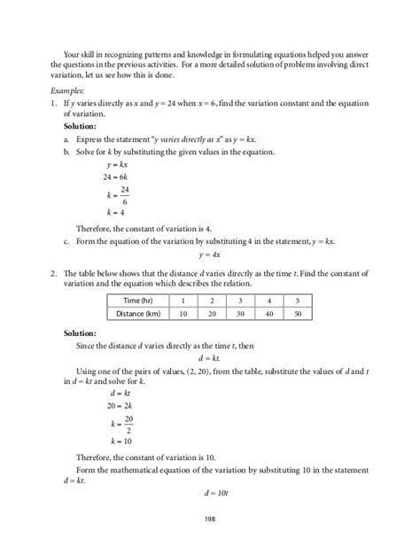 Grade 9 Mathematics Unit 3 Variation