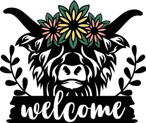 Highland Cow Farmhouse Welcome Sign Free Svg File For Members Svg