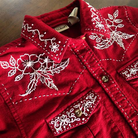 My First Attempt At Hand Embroidery Flowers And Feathers Western Shirt