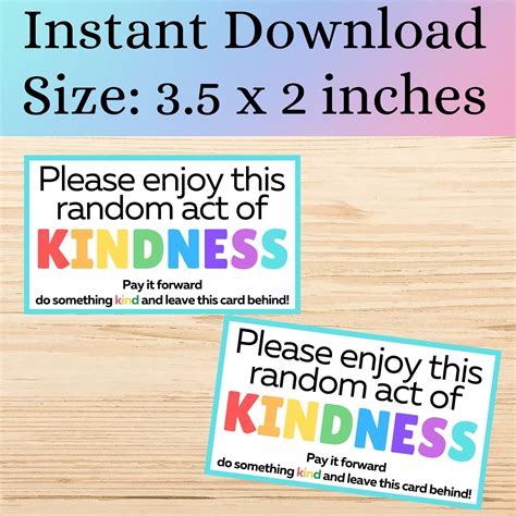 Printable Random Act Of Kindness Cards Pay It Forward Enjoy This