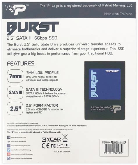 Patriot Burst 960GB Kainos Nuo 126 89 Kaina24 Lt