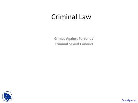 Criminal Sexual Conduct One Criminal Law Lecture Slides Docsity