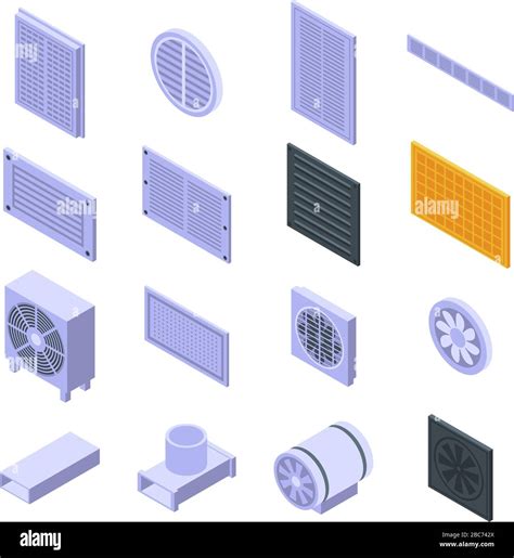 Ventilation Icons Set Isometric Style Stock Vector Image Art Alamy