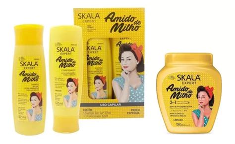 Kit Shampoo Acondicionador Y Mascara Skala Amido De Milho