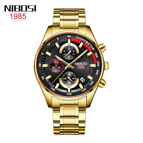 Nibosi Fashion Mens Watches Top Brand Luxury Wrist Watch Quartz Clock Gold Watch Men Waterproof