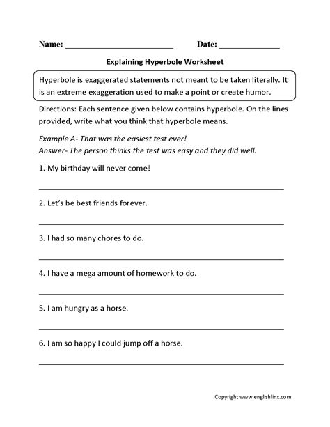 Figurative Language Worksheet 6th Grade Language Worksheets