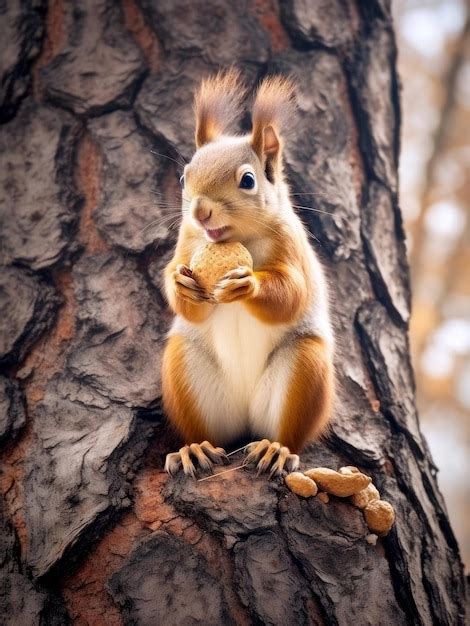 Premium AI Image Photo Of A Squirrel Eating Nuts On A Tree